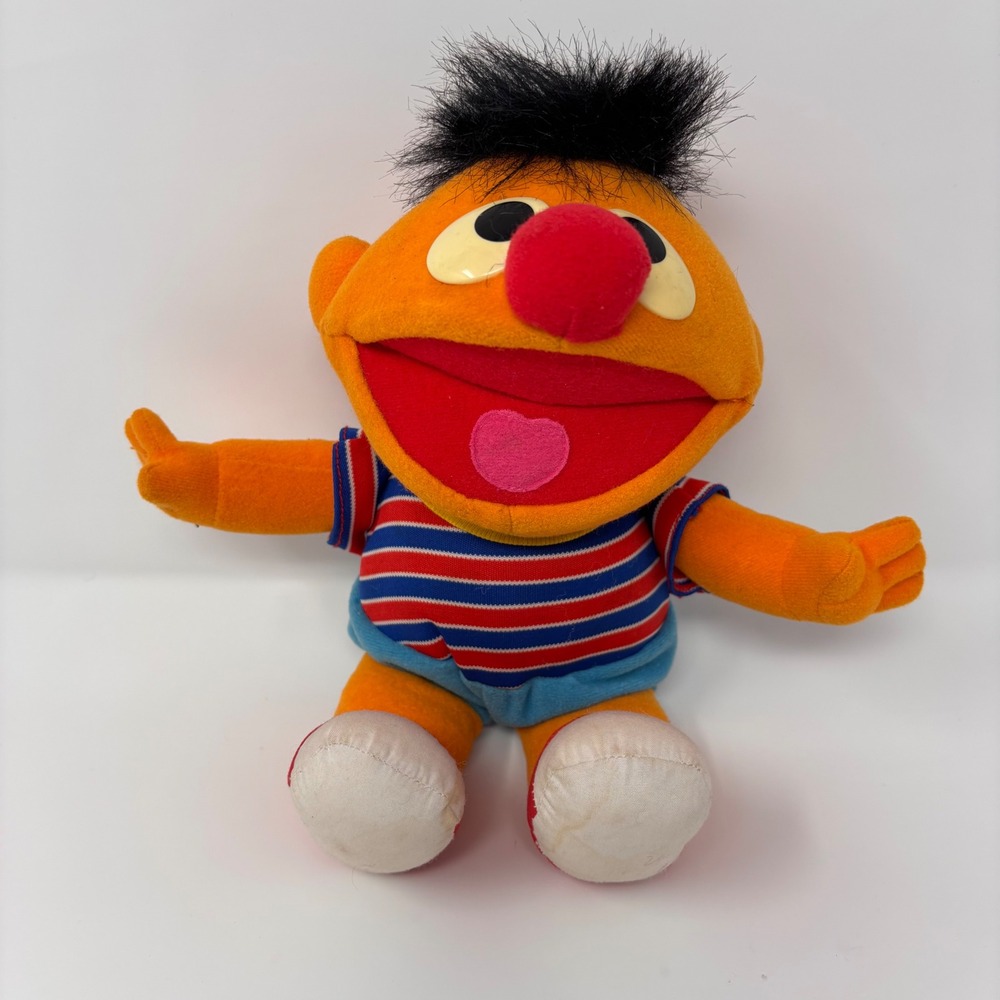 Vintage‎ 1996 Tyco Sesame Street Ernie Plush Toy Striped Shirt No Sound